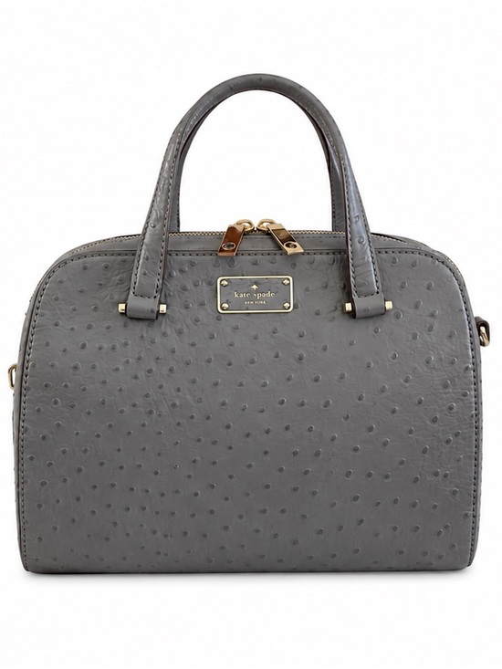 kate spade Handbags - KATE SPADE New York Gray Ostrich-Embossed Leather Dome Satchel Crossbody Bag